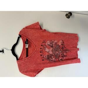 Harley-Davidson Women's Red V-Neck Graphic T-Shirt Medium